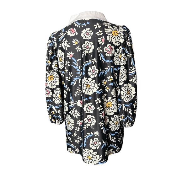 SMITH & QUINN Women's Blouse in Black w/Floral Print Elastic Cuffs Size Small - Picture 4 of 6